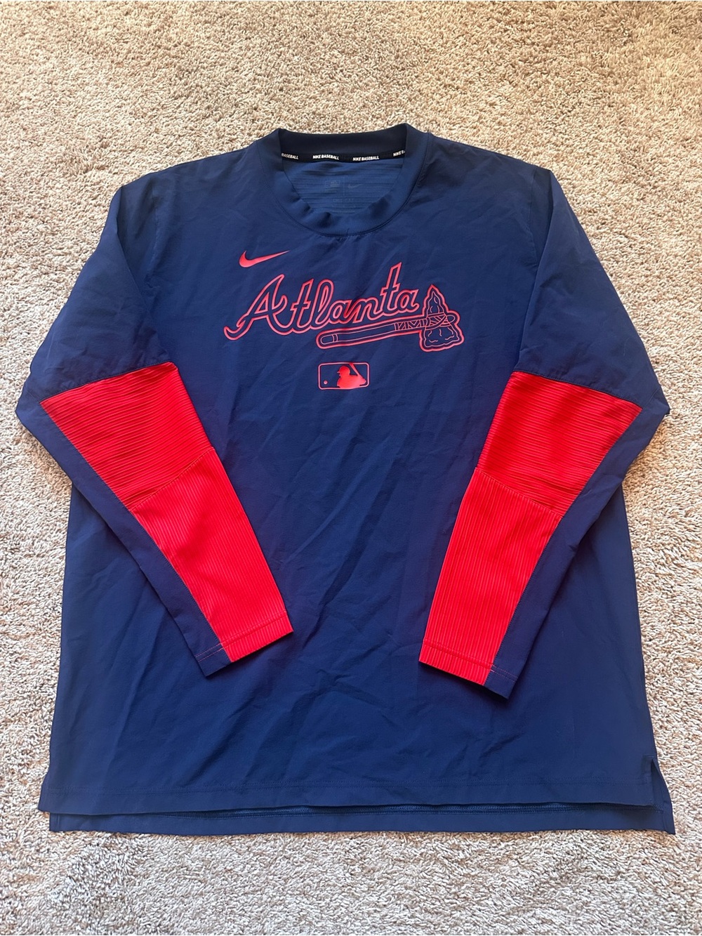 Nike Atlanta Braves Pullover Men's Authentic Collection Dri-Fit Size Large
